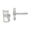 Rhodium Over Sterling Silver White Enamel Cat Children's Post Earrings