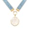 Barse Jewelry Blue Denim Dreams White Mother of Pearl Ribbon Golden
Pendant Necklace