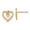14K Two-tone Gold Diamond-Cut Heart Stud Earrings