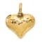 14k Yellow Gold Polished and Hammered 3D Heart Pendant