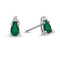 0.42ctw Pear Shaped Emerald and Diamond Earrings in 14k White Gold