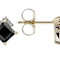 Black Spinel And White Zircon Stud Earrings In Solid 10K Yellow Gold 1.66ctw