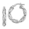 Rhodium Over Sterling Silver 4mm Twisted Hoop Earrings