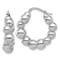 Rhodium Over Sterling Silver Polished Bead Hoop Earrings