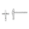 Rhodium Over 14k White Gold Children's Cross Stud Earrings