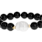 Cultured Freshwater Pearl And Black Agate Stretch Bracelet In Solid 14K
Yellow Gold 12mm