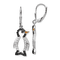 Rhodium Over Sterling Silver Enamel Black and White Cubic Zirconia
Penguin Dangle Earrings