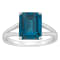 10x8mm Emerald Cut London Blue Topaz Rhodium Over Sterling Silver Ring