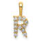 14K Yellow Gold Lab Grown Diamond Letter R Initial Pendant
