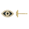 Blue And White Diamond 10K Yellow Gold Evil Eye Earrings 0.40ctw