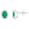7x5mm Oval Created Emerald And Created White Sapphire 10k White Gold
Halo Stud Earrings