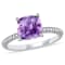 Amethyst and Diamond 14K White Gold Engagement Ring 1.86ctw