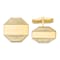14K Yellow Gold Men's Octagonal with Line Design Cuff Links