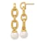 14K Yellow Gold Freshwater Cultured Pearl and Chain Post Dangle Earrings