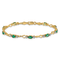 14k Yellow Gold and Rhodium Over 14k Yellow Gold Open-Link Diamond and
Emerald Bracelet