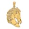 14k Yellow Gold Textured Horse Head with Long Mane Pendant
