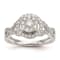 Rhodium Over 14K White Gold Lab Grown Diamond Cluster Engagement Ring 0.758ctw