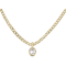 Bezel Set CZ Pendant With Curb Chain In 18k Yellow Gold Over Brass