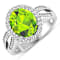 4.24 ctw Oval Green Peridot and Diamond 14K White Gold Split Shank Halo Ring