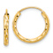 14k Yellow Gold 5/8" Polished Satin and Diamond-Cut Endless Hoop Earrings