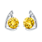 Yellow Citrine Rhodium Over Sterling Silver Citrine Round Drop Earrings