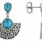 Turquoise Sun Sterling Silver Earrings 7mm And 7x5mm