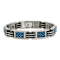 Titanium Polished with Blue Carbon Fiber Inlay & Rubber Bracelet