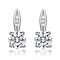Square CZ Drop Earrings In White Rhodium Over Brass