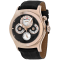 Seapro Men's Chronoscope Black Dial, Rose Bezel, Black Leather Strap Watch