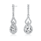 Pear Shape CZ Halo Drop Earrings In Sterling Silver