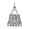 Rhodium Over 14k White Gold Diamond Textured Handbag Charm