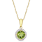 Peridot & Diamond 10K Yellow Gold Halo Pendant With Chain 1.00ctw