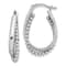 Rhodium Over Sterling Silver Twisted and Beaded Hoop Earrings
