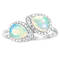 Pear Shape Opal And Zircon Halo Bypass Ring In Sterling Silver