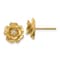 14k Yellow Gold 11mm Textured Diamond Flower Stud Earrings