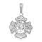 Rhodium Over 14k White Gold Textured Small St. Florian Badge Pendant