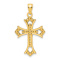 14k Yellow Gold Polished Beaded Textured Cross Pendant