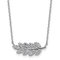 Rhodium Over Sterling Silver Polished Cubic Zirconia Leaf Necklace