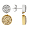 Golden And Silver Drusy Quartz Dangle Earrings In 18K Two-Tone Gold Over
Sterling Silver 10.20ctw