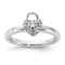 Sterling Silver Stackable Expressions Polished Diamond Heart Lock Ring 0.117ctw