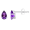 6x4mm Pear Shape Amethyst Rhodium Over 10k White Gold Stud Earrings