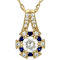 Diamond Simulant, Lab Blue Sapphire And White Zircon Pendant Necklace In
18K Gold Over Sterling Silver 1.54ctw