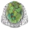 Sterling Silver Oval Copper Green Turquoise Ring 8.ctw