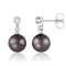 Black Cultured Tahitian Pearl 14k White Gold Earrings 8-9mm