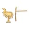 14K Yellow Gold Textured Charleston Palm Tree with Moon Stud Earrings