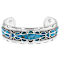 Turquoise Inlay Oxidized Cuff Bracelet In Sterling Silver