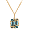 10K Yellow Gold London Blue Topaz Medusa Pendant 3.5ctw