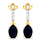 1.50ctw 14K Yellow Gold Blue Sapphire and White Diamond Halo Earrings