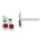 Rhodium Over Sterling Silver Red and Green Crystal Cherries Post Earrings