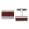 Stainless Steel Polished Red Koa Wood Inlay Rectangle Cufflinks